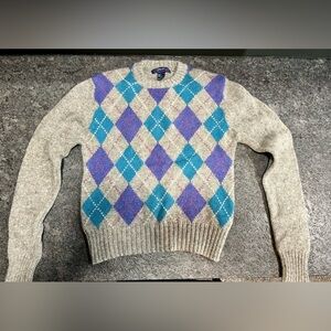 100% wool vintage Argyle Sweater - Blue, Purple, and Gray